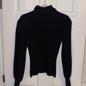 Lane 201 Women Black Turtle Neck Sweater with Balloon Sleeve